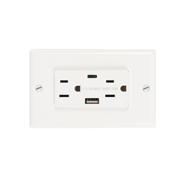 15A Wall Socket with Type A and C USB Ports, 3.6A Buy 15A Wall Socket